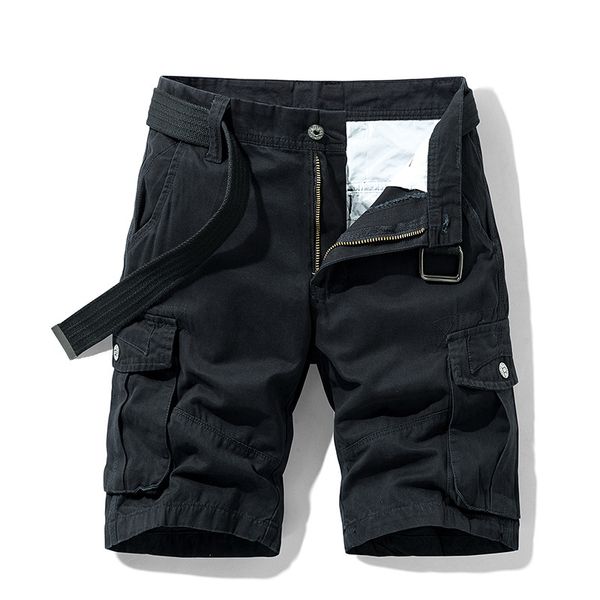 

men's pants summer new casual shorts loose five-point overalls cotton solid color leisure sports outdoor, Black