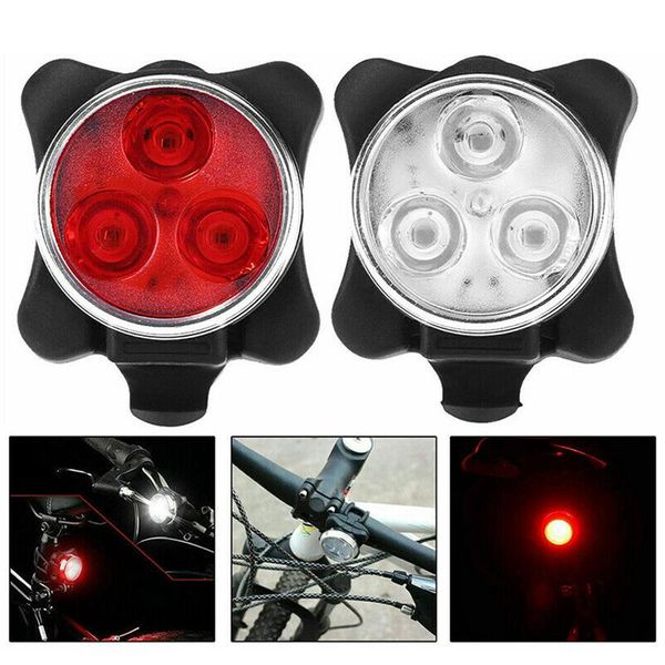 

bike lights 2pcs rechargeable 3 led bicycle usb hi-lo beam flash head tail rear light set torches safety warning cycling