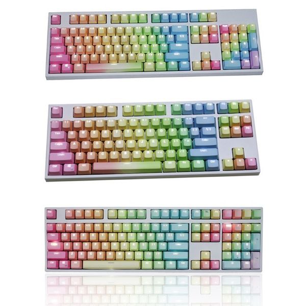 1 Satz austauschbare PBT-Tastenkappen 87 104 108 transparente Beschriftungstasten Double Shot Injection Backli-Tastenkappe mechanische Tastatur