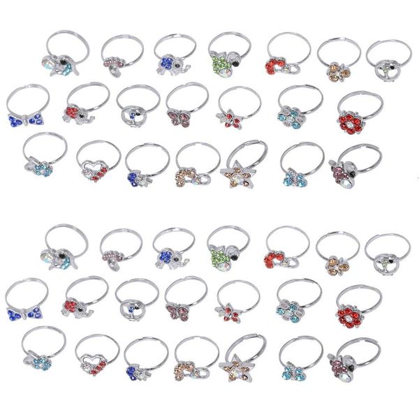 

2021 fashion kids ring cartoon color diamond adjustable alloy hand decoration, Red;brown