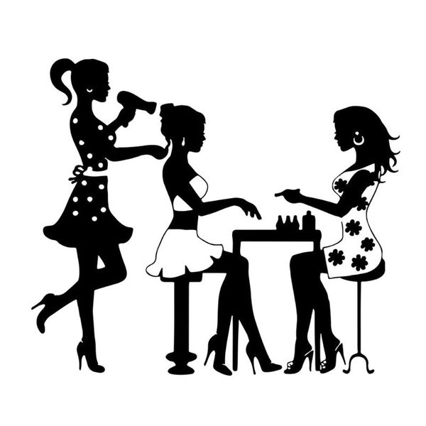 

wallpapers girl hair salon wall sticker nail art home barber shop decoration