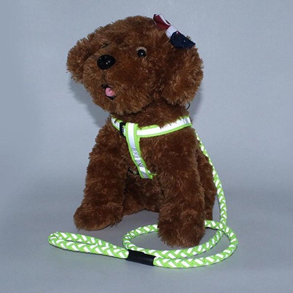 

dog collars & leashes pet reflective leash set night safety collar adjustable dogs nylon harness traction rope leads