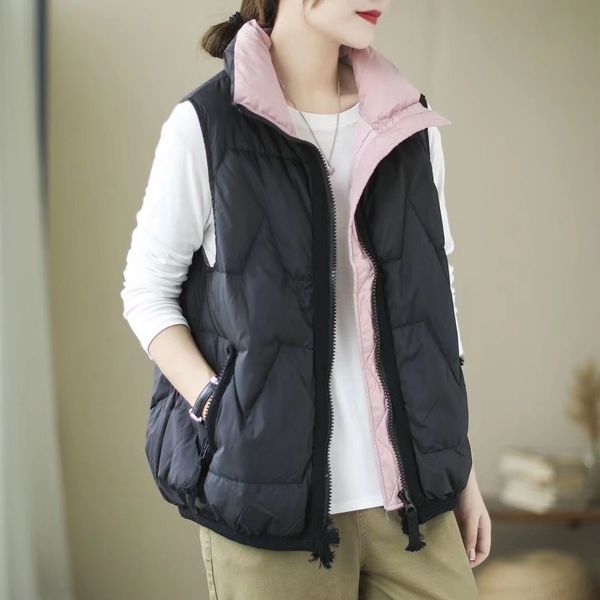 

vests 2021 autumn and winter temperament leisure women's korean version loose outer down et vt waistcoat, Black;white