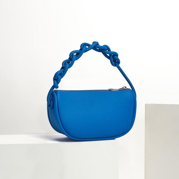 

evening bags 2021 soft women's bag 100% genuine leather handbag fashion simple moon shoulder twist strap crossbody underarm gift