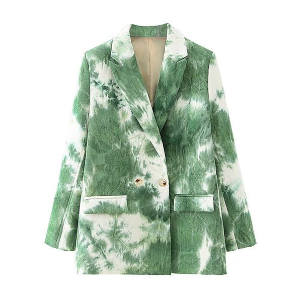 

autumn stylish corduroy gradient tie-dye blazer coat long sleeve pockets female blazers jacket outerwear chic 210430, White;black