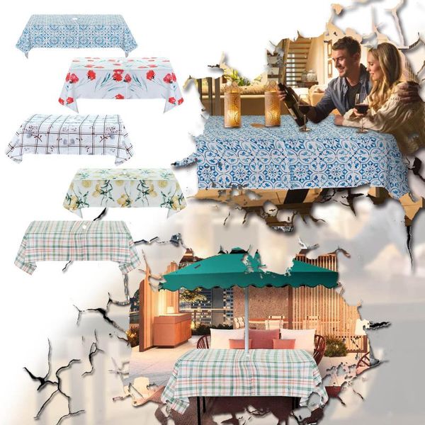 

piece of waterproof tablecloth dining table cover wedding decoration outdoor zipper with umbrella hole disposable covers