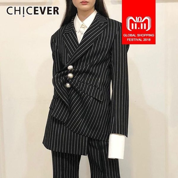 

women's suits & blazers chicever striped blazer female jackets for women coat long sleeve irregular pearls single breasted jacket elega, White;black