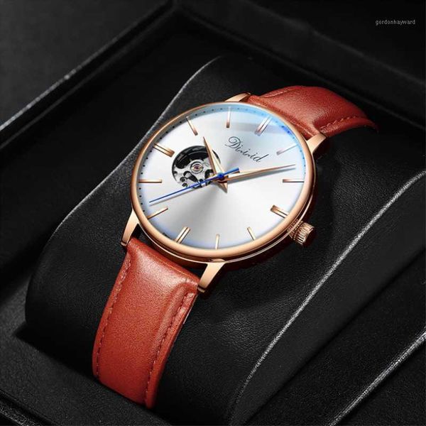 

wristwatches dizizid dress men watch steel mesh band quartz analog wristwatch 3atm waterproof curved glass blue male clock relogio masculino, Slivery;brown