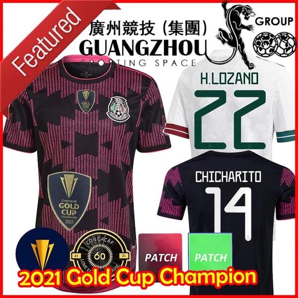 

2021 mexico soccer jersey chicharito raul dos santos gold cup 2022 national team football shirts camisetas men player version, Black;yellow