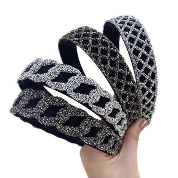 

fashion women's hairband wide side classic resin chain gray white headband casual party travel hair accessories c3, Silver