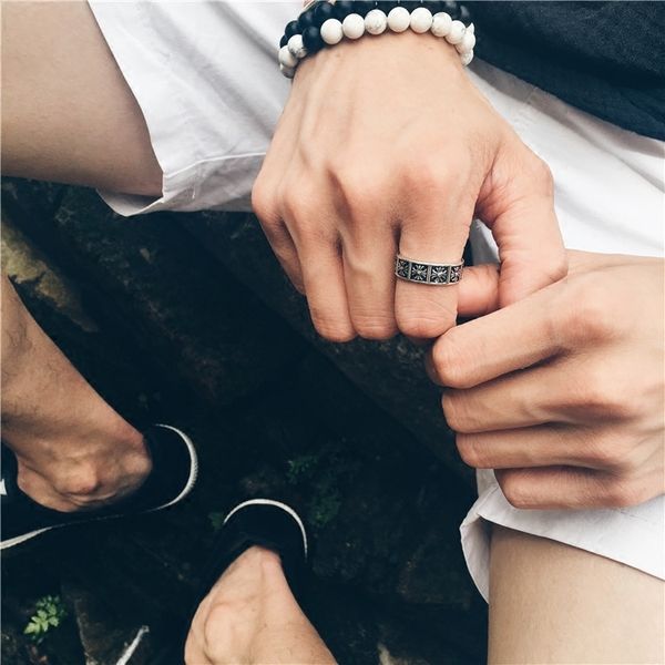 

luxury party favor chrome/hearts rings croatian trendsetter cross ring star with versatile couple personalized index finger