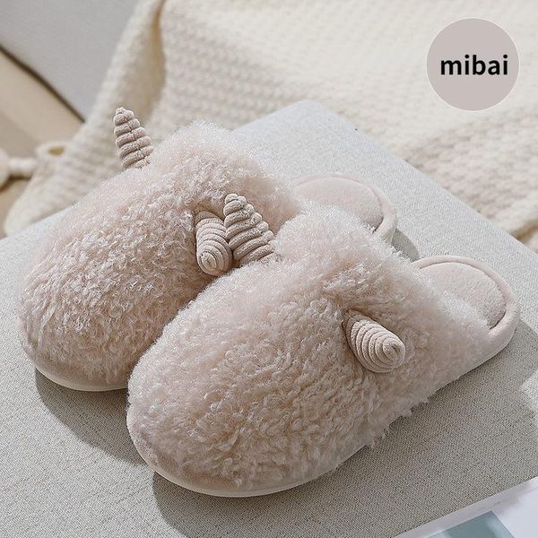 

slippers women winter indoor home plus velvet warm 2021 autumn female platform kawaii plush flip flops shofar cotton shoes, Black