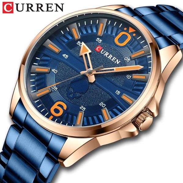 

wristwatches curren 2021 fashion blue mens watches clock sports waterproof quartz wristwatch men relogio masculino, Slivery;brown