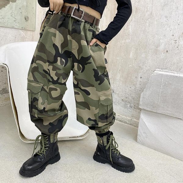 

trousers boys and girls overalls 2021 autumn trendy children's loose leggings harem pants camouflage, Blue