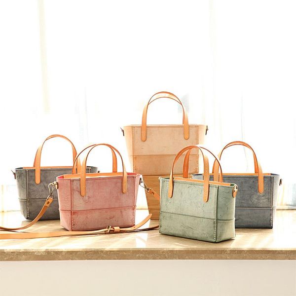 

original hand-made vegetable tanned leather bag hand-held messenger cowhide literature and art women's shoulder bags
