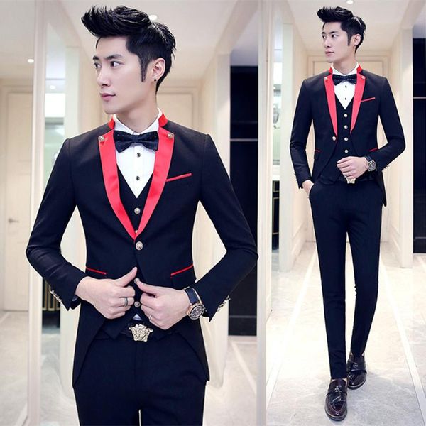

men's tuxedo dress groom suit suits & blazers, White;black