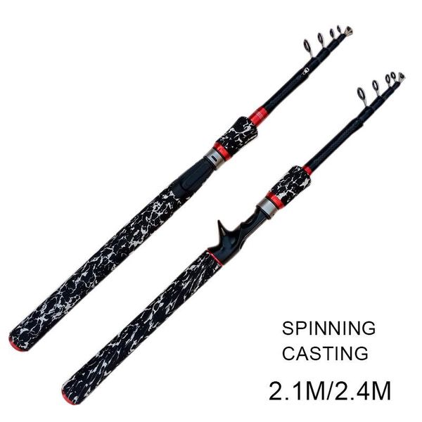 

2.1m 2.4m rod 6 section carbon spinning fishing casting pole lure boat rods