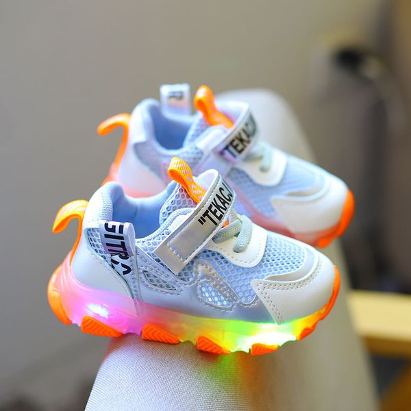 

summer cute all-match kids casual shoes children slip through the net led flashing shoes girls soft-soled toddler shoes cs131, Black