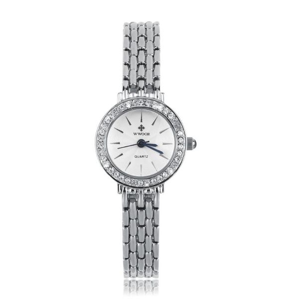 

wristwatches ladies bracelet watch waterproof diamond women's 8810 steel belt white pink for women, Slivery;brown