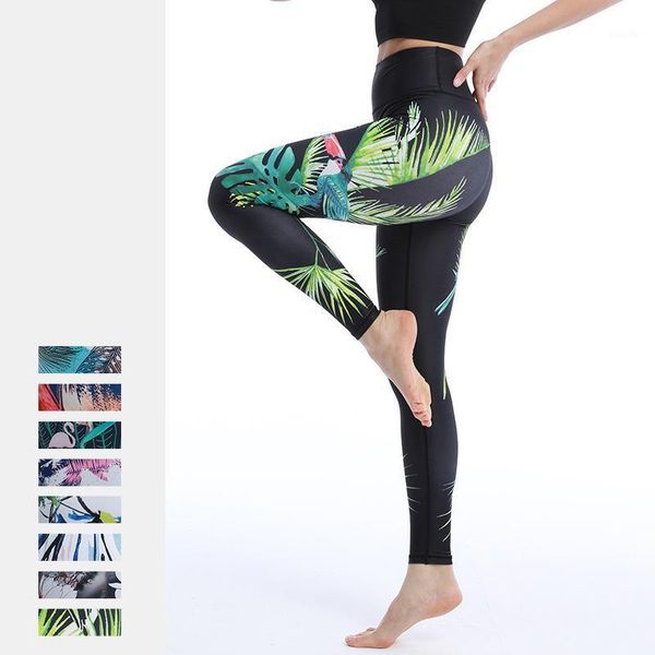 

yoga outfit fashion printed leggings women pants tights high waist buttocks fitness hip lifting slimming sport gym workout push up pant