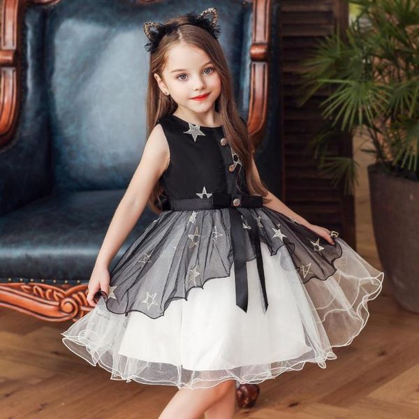

girl's dresses 2021 girl party dress halloween kids embroidered for girls clothes christmas children princess elegant sleeveless, Red;yellow
