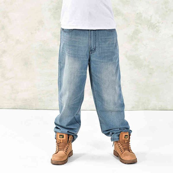 

men's jeans hip hop men fat baggy skateboard denim pants plus size 9rzx, Blue