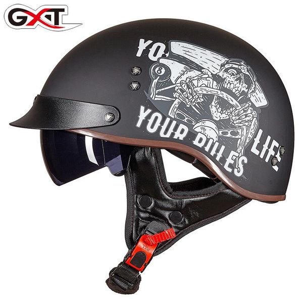 

motorcycle helmets gxt retro half face dot certification scooter vintage sun visor cascos para moto motorbike racing riding