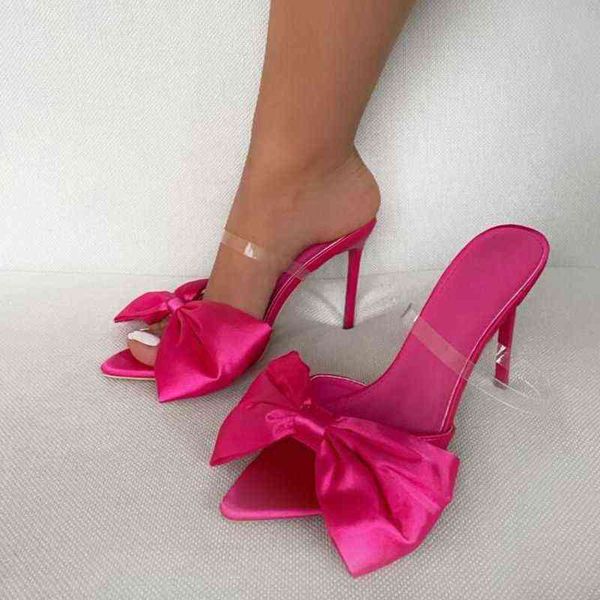 

2022 trend high heels slippers women party shoes elegant summer pointed toe thin heels sandals flip flops large size 42 y220221, Black