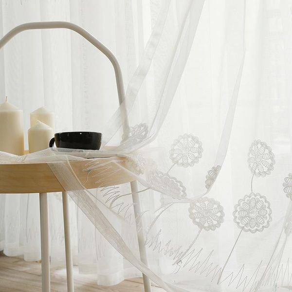 

curtain & drapes modern white floral embroidered tulle curtains sheer for living room bedroom window home decor