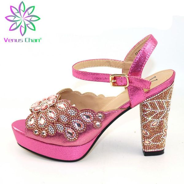 

dress shoes office lady in pink color nigerian women without bag set with shinning crystal for wedding party, Black