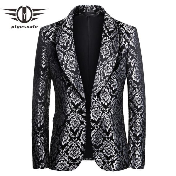 

men's suits & blazers plyesxale fashion men floral blazer jacket party wedding banquet nightclub singers for stylish q1455, White;black