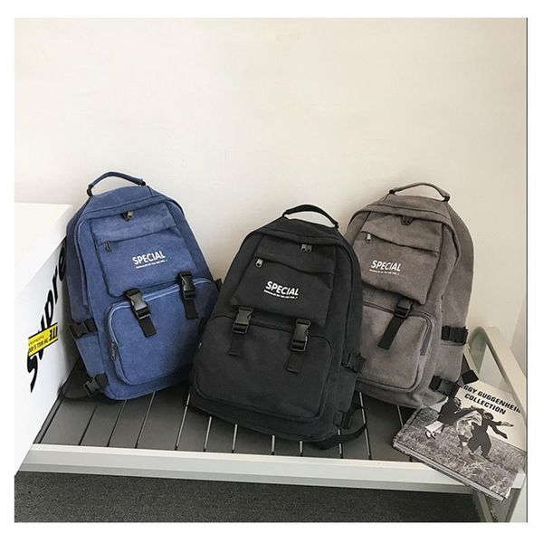 

backpack trend school bag travel multi-functional canvas casual men college harajuku zipper sport shoulder