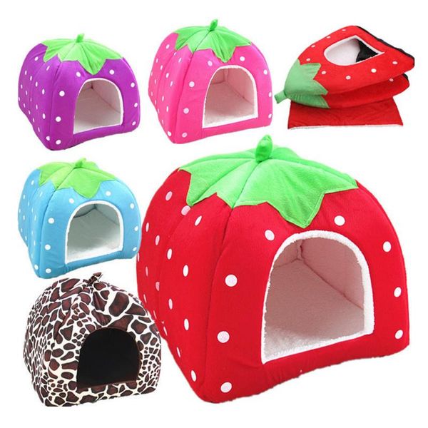 

washable samll pet bed cat tent house kennels for small dog soft strip puppy teddy indoor & pens