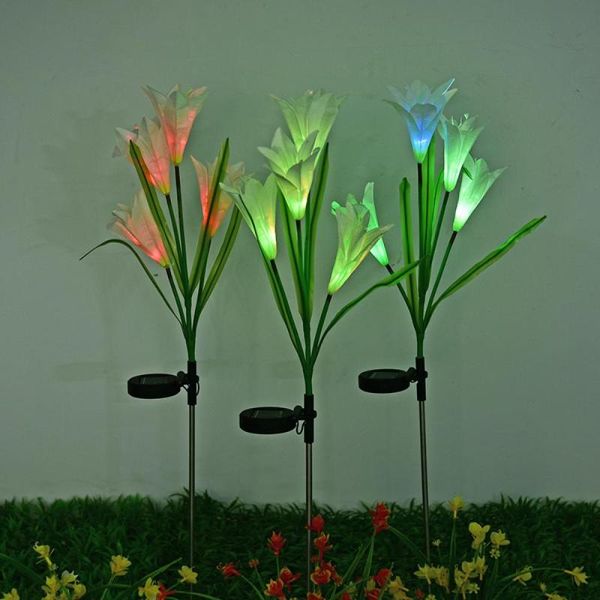 

solar lamps led lily flower garden stake lights multicolor waterproof outdoor wedding balcony lawn decorative lamp
