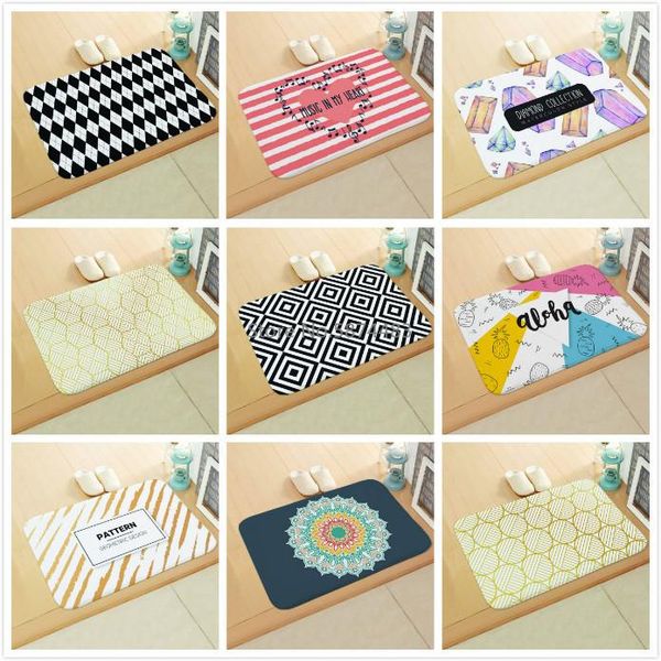 

bath mats flannel printing geometric pattern floor mat bedroom bathroom home absorbent non-slip carpet wholesale custom