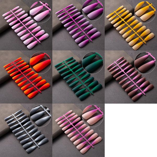

false nails 20pcs/bag detachable ballerina artificial manicure tool nail tips wearable matte coffin fake, Red;gold