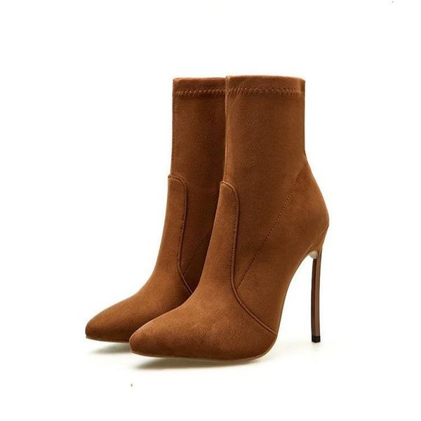 

dress shoes female boots with fine suede shoes, high-heeled for autumn and winter, 5a9h, Black