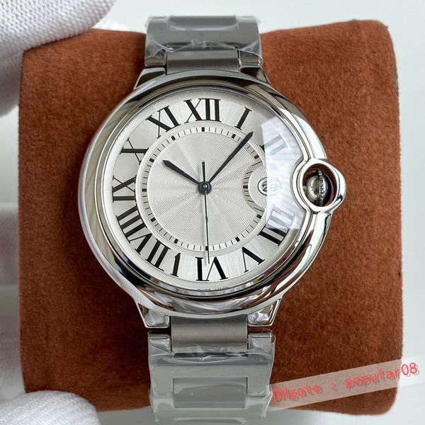 

mechanical mens automatic watch watches 42mm for men wristwatches classic business fashion wristwatch gift stainless steel wristband montre, Slivery;brown