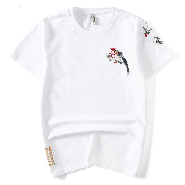 

men's t-shirts summer mens chinese style original design t shirt brand embroidery large size loose t-shirt men short sleeve camisa uzvk, White;black