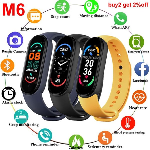 

smart wristbands sports fitness tracker m6 watch heart rate bracelets watches for men women smartband 6