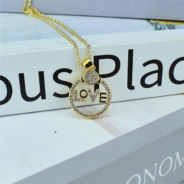 

chains round hollow love pendant necklace o word chain ladies light luxury fashion jewelry, Silver
