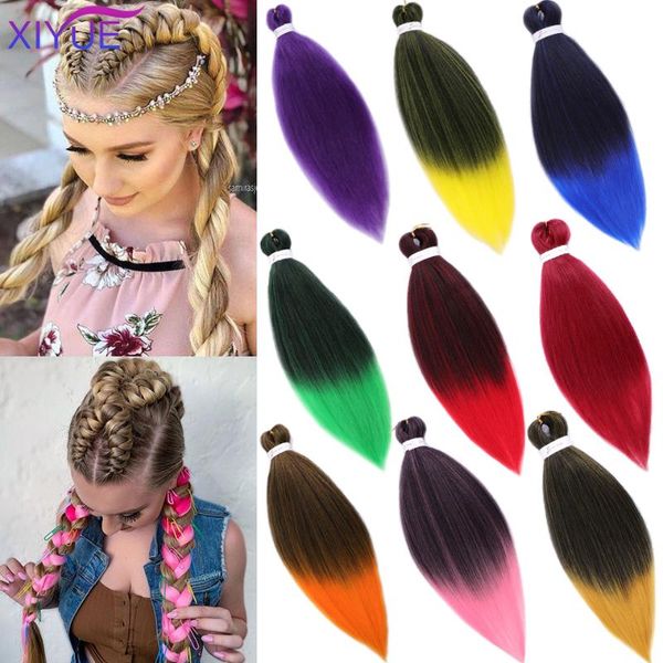 

human ponytails xiyue synthetic easy jumbo braids hair ombre braiding 26inches extensions pre stretched braid, Black