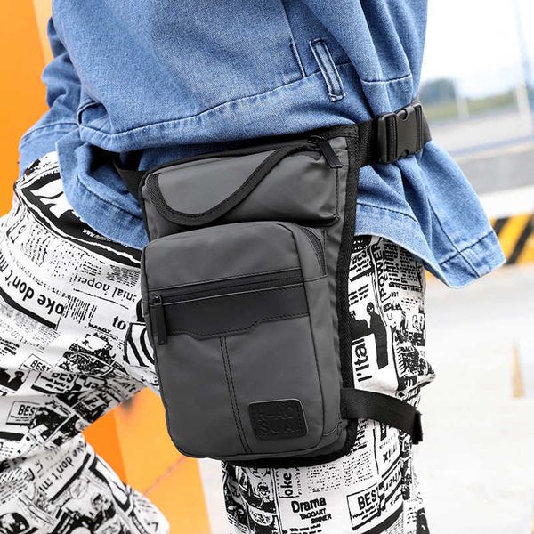 

men nylon waist drop leg bag thigh hip belt bum fanny pack military tactical women riding motorcycle messenger shoulder bags 210719