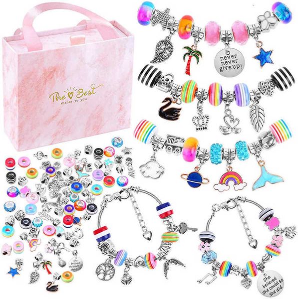 

cartoon children's bracelet diy handmade jewelry gift box set, Golden;silver