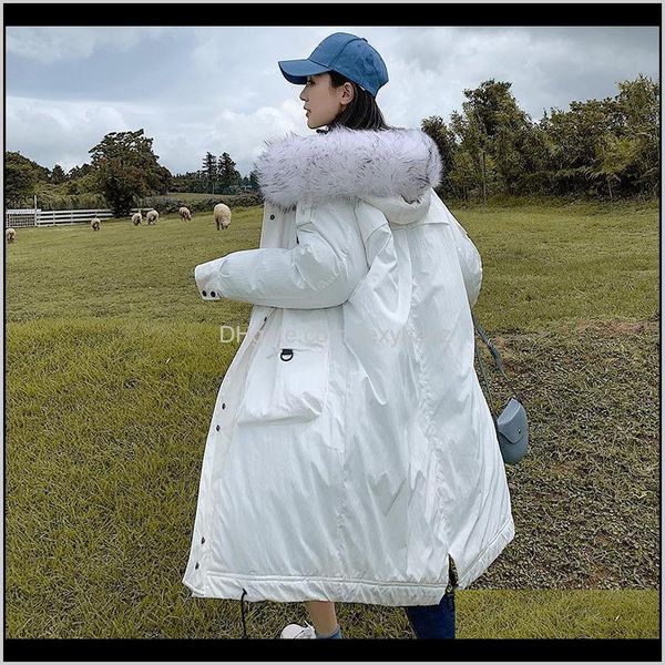 

parkas outerwear coats womens clothing apparel drop delivery down jacket female 2021 section parker wind korean version loose large size lon, Black