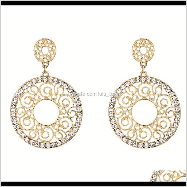 

& chandelier earrings jewelry delivery 2021 arrival bling crystal hollowed floral circle earring for lady engagement gift dangle ear drop zu, Silver