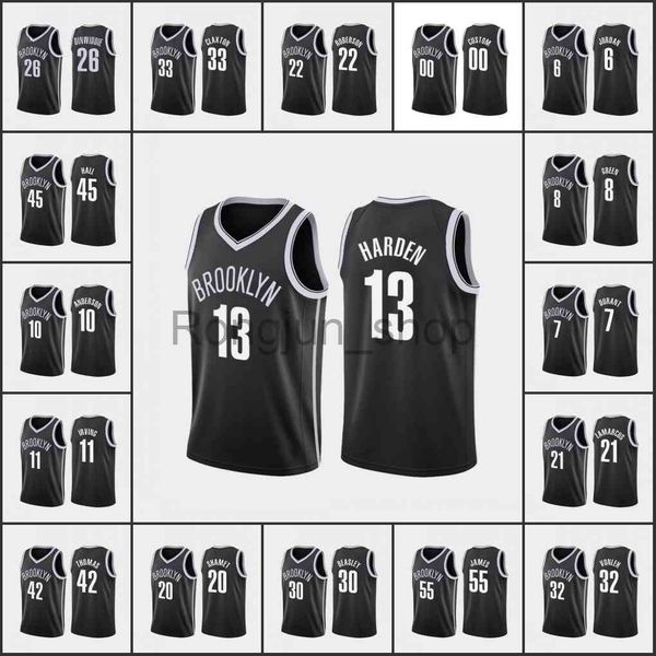

2021-22 75th anniversary printed mens basketball brooklyn harden kevin durant kyrie irving andre roberson jeff green net custom black jersey