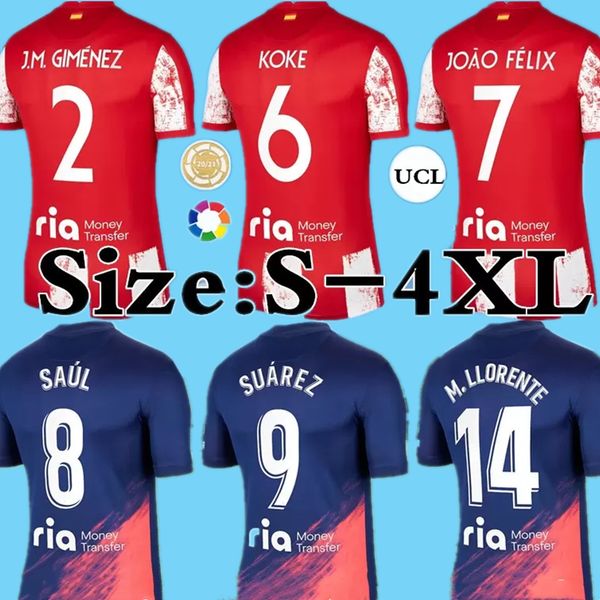 

joao felix soccer jerseys 2021 22 suarez m.llorente saul camisetas de futbol lemar carrasco correa koke h.herrera home away atletico footbal, Black;yellow