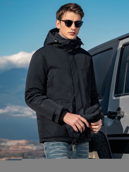 

men flap pocket drawstring hooded winter coat b5tr#, Black;brown
