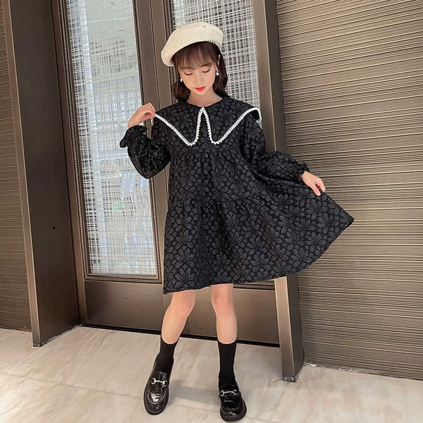 

girls autumn drs 2021 foreign style children's 7-year-old girls spring and autumn season 8 princs skirt, Black;gray